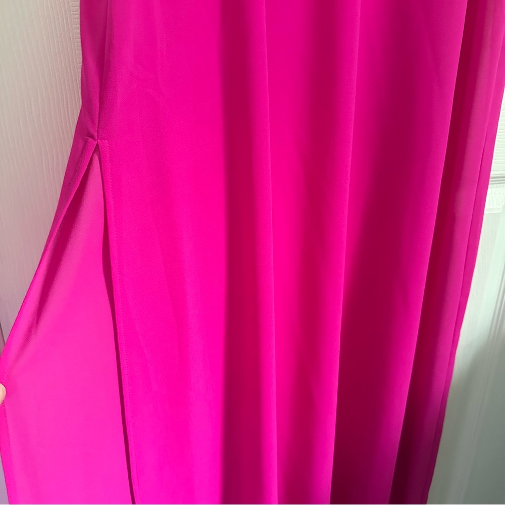 NWT Lulus Resortwear Bright Magenta Sheer Maxi Slip Dress Cover-Up Size Medium - Picture 6 of 15